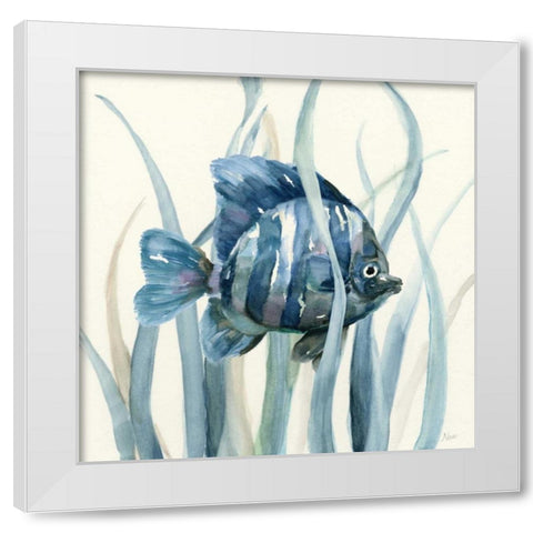 Fish in Seagrass I White Modern Wood Framed Art Print by Nan