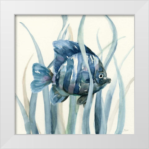 Fish in Seagrass I White Modern Wood Framed Art Print by Nan