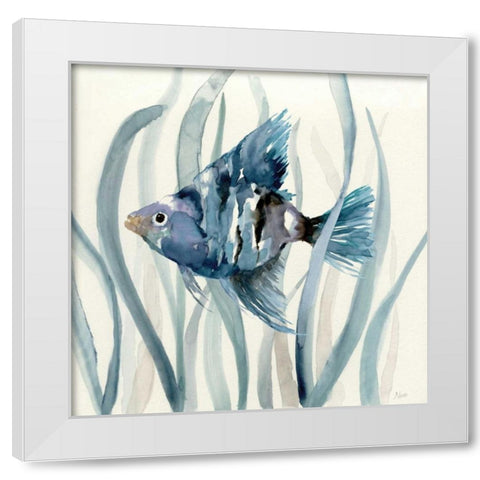 Fish in Seagrass II White Modern Wood Framed Art Print by Nan