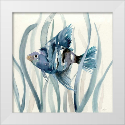 Fish in Seagrass II White Modern Wood Framed Art Print by Nan