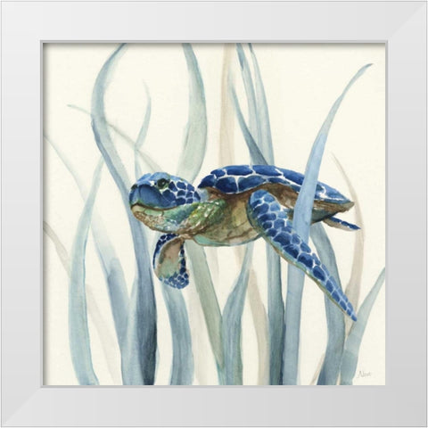 Turtle in Seagrass II White Modern Wood Framed Art Print by Nan