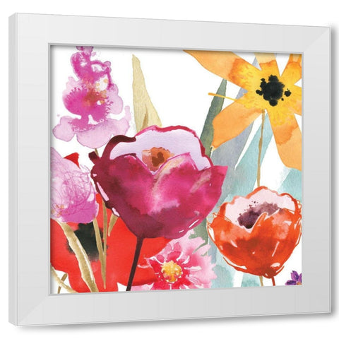 Spontaneous Blooms I White Modern Wood Framed Art Print by Brown, Erin