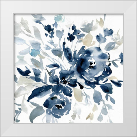 Indigo Garden I White Modern Wood Framed Art Print by Robinson, Carol