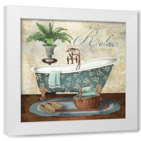 Bath Relax White Modern Wood Framed Art Print by Knutsen, Conrad