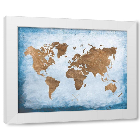 Washy World Map White Modern Wood Framed Art Print by Murray, Amanda