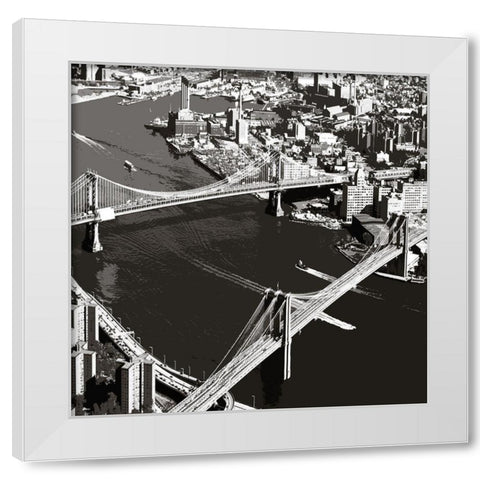 Aerial Manhattan White Modern Wood Framed Art Print by Delimont, Danita
