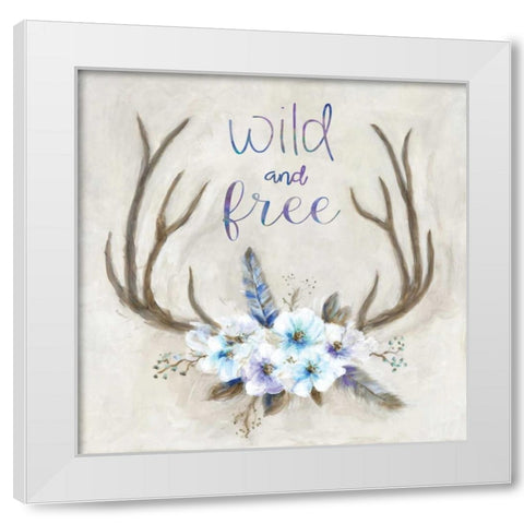 Boho Antlers White Modern Wood Framed Art Print by Dunlap, Marilyn
