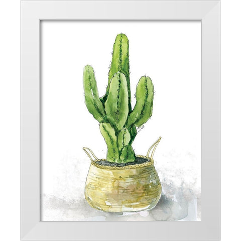 Tall Cactus White Modern Wood Framed Art Print by Robinson, Carol