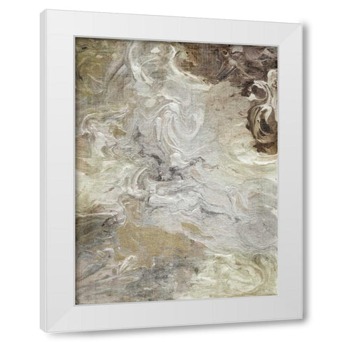 Marbled Linen White Modern Wood Framed Art Print by Nan