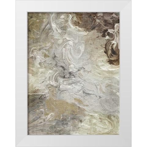 Marbled Linen White Modern Wood Framed Art Print by Nan