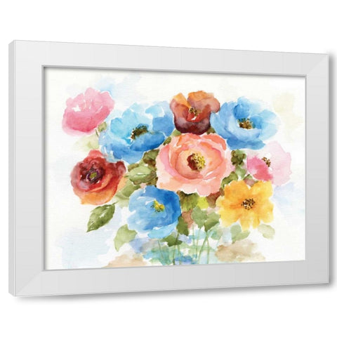 Color Wheel Bouquet I White Modern Wood Framed Art Print by Nan