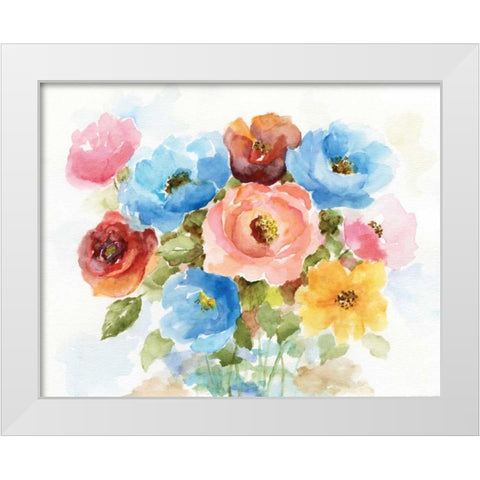 Color Wheel Bouquet I White Modern Wood Framed Art Print by Nan