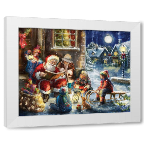 Story Time Santa White Modern Wood Framed Art Print by Corti, Marcello