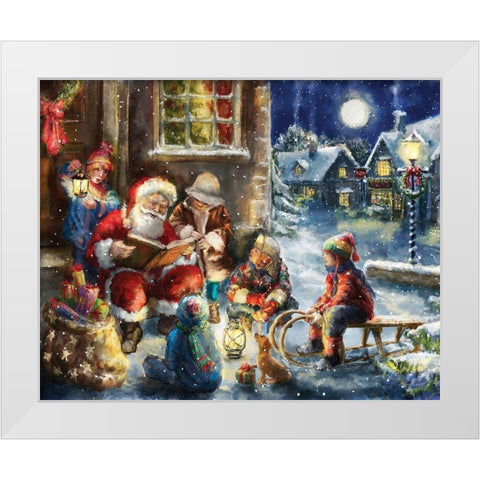 Story Time Santa White Modern Wood Framed Art Print by Corti, Marcello