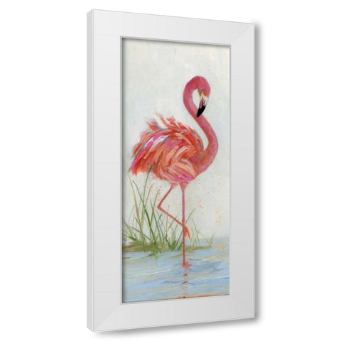 Flamingo I White Modern Wood Framed Art Print by Swatland, Sally