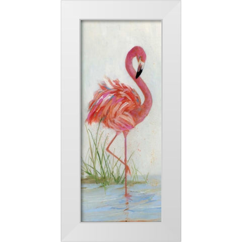 Flamingo I White Modern Wood Framed Art Print by Swatland, Sally