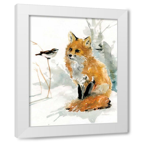 Fox and Friend White Modern Wood Framed Art Print by Robinson, Carol