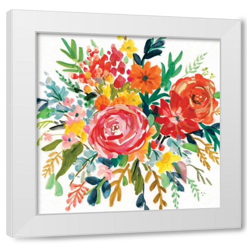 Bright Bouquet II White Modern Wood Framed Art Print by Robinson, Carol