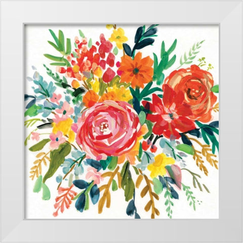 Bright Bouquet II White Modern Wood Framed Art Print by Robinson, Carol