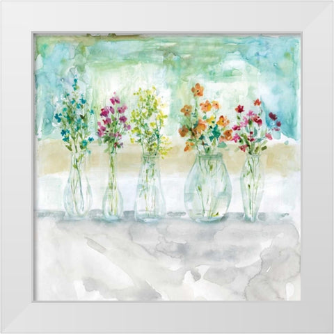 Color Wash Bouquet White Modern Wood Framed Art Print by Robinson, Carol