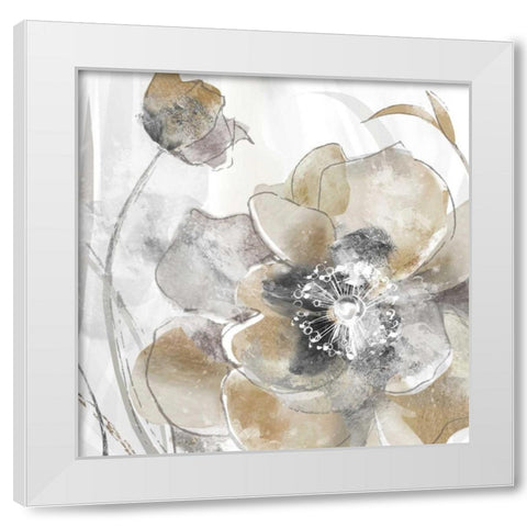 Taupe Spring Poppy White Modern Wood Framed Art Print by Donovan, Maria