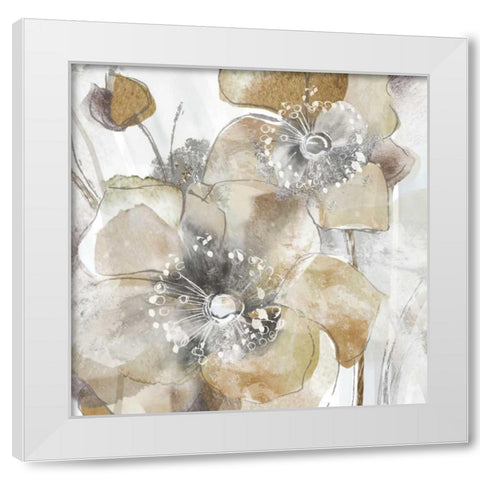 Taupe Spring Poppy White Modern Wood Framed Art Print by Donovan, Maria
