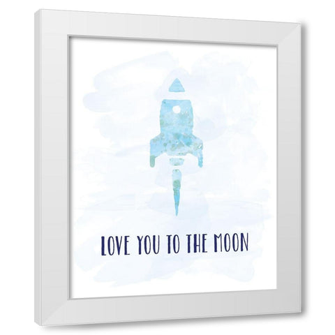 To The Moon White Modern Wood Framed Art Print by Murray, Amanda
