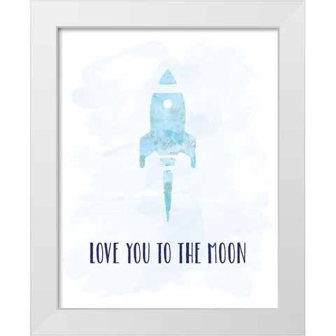 To The Moon White Modern Wood Framed Art Print by Murray, Amanda