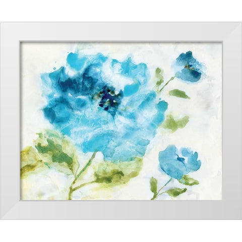 Softly Blue White Modern Wood Framed Art Print by Nan