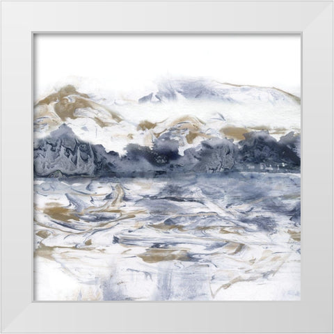 Marblescape White Modern Wood Framed Art Print by Nan