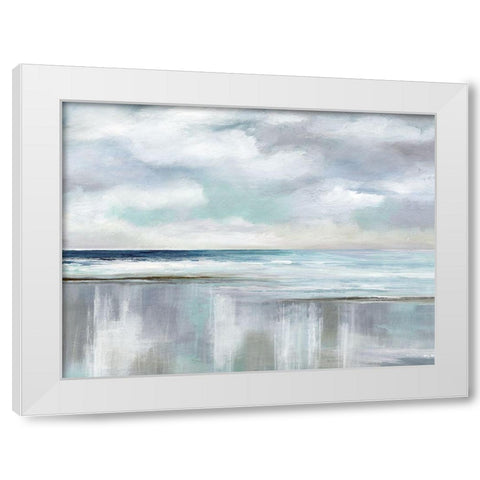 Cyan Sunrise White Modern Wood Framed Art Print by Nan