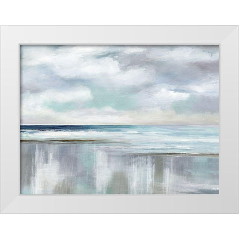 Cyan Sunrise White Modern Wood Framed Art Print by Nan