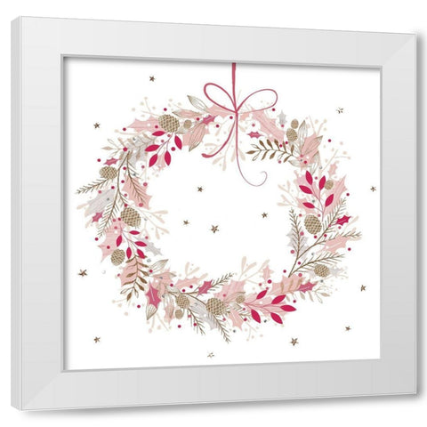 Pretty Pink Wreath White Modern Wood Framed Art Print by Sheldon, Christine