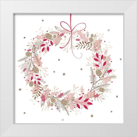 Pretty Pink Wreath White Modern Wood Framed Art Print by Sheldon, Christine