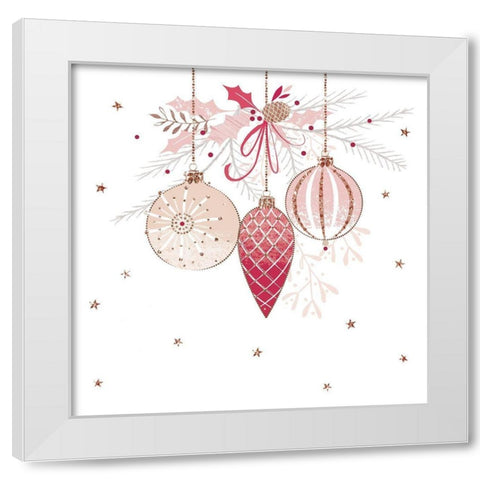 Pretty Pink Baubles White Modern Wood Framed Art Print by Sheldon, Christine