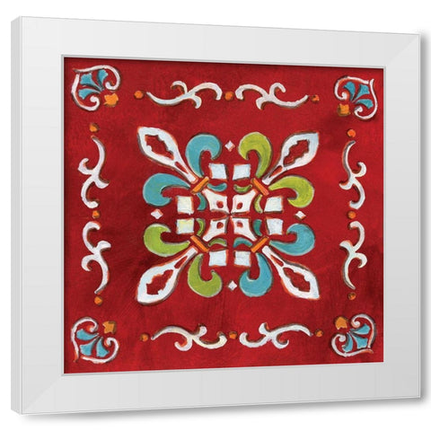 Red Bandana Mosaic White Modern Wood Framed Art Print by Nan