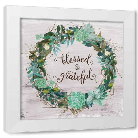 Blessed and Grateful White Modern Wood Framed Art Print by Murray, Amanda