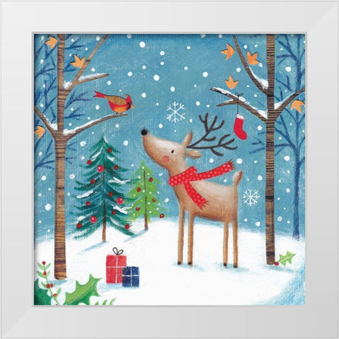 Merry Christmas Cardinal White Modern Wood Framed Art Print by Cave, Joanne