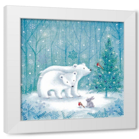 Polar Bear Christmas White Modern Wood Framed Art Print by Cave, Joanne