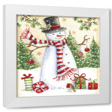 Snowman Merriment White Modern Wood Framed Art Print by Alderson, Lisa