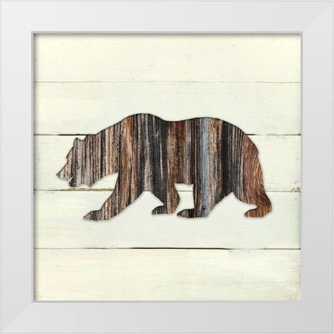 Woodland Bear White Modern Wood Framed Art Print by Robinson, Carol