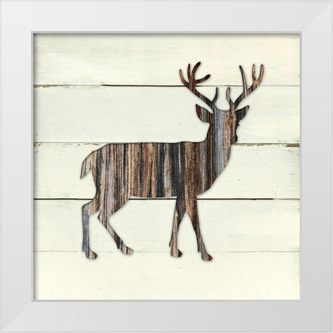 Woodland Deer White Modern Wood Framed Art Print by Robinson, Carol