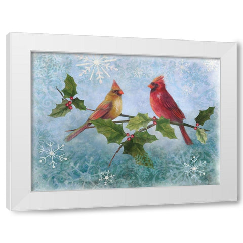 Winter Cardinal Duet II White Modern Wood Framed Art Print by Nan