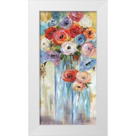 Bottles and Blooms White Modern Wood Framed Art Print by Nan