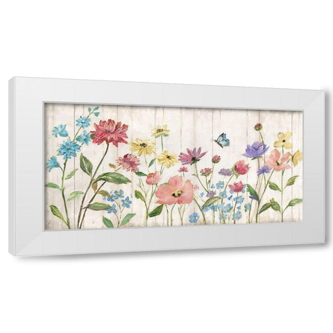 Wildflower Flutter On White Modern Wood Framed Art Print by Nan