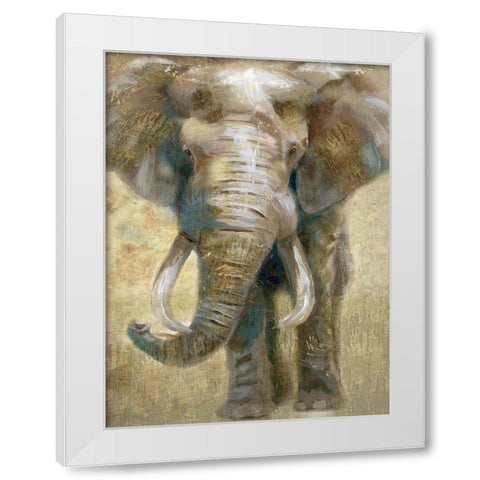 Summer Safari Elephant White Modern Wood Framed Art Print by Nan