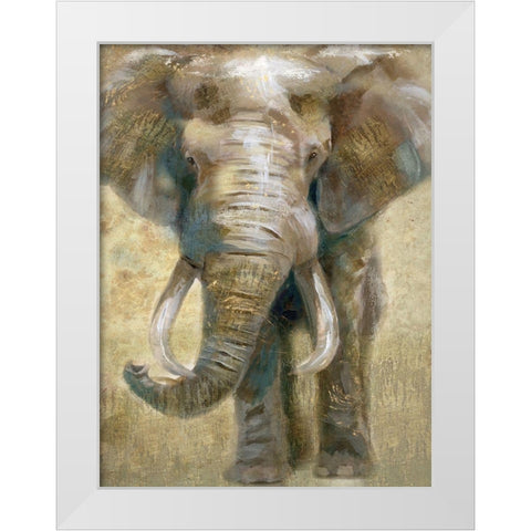 Summer Safari Elephant White Modern Wood Framed Art Print by Nan