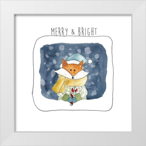 Christmas Fox White Modern Wood Framed Art Print by Robinson, Carol