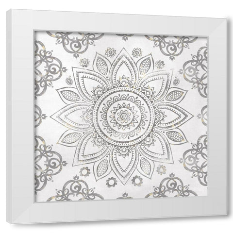 Mandala Sunburst White Modern Wood Framed Art Print by Knutsen, Conrad