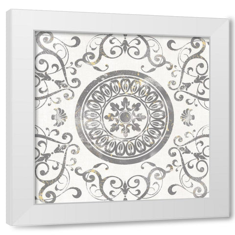 Mandala Medallion White Modern Wood Framed Art Print by Knutsen, Conrad